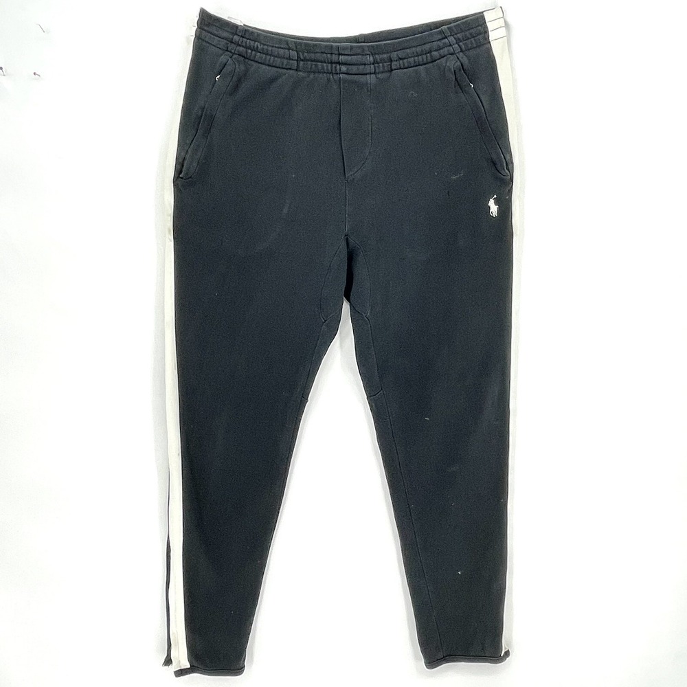 Polo Ralph Lauren Sz Med Performance Jogger Pants‎ Sweatpants Black White Stripe